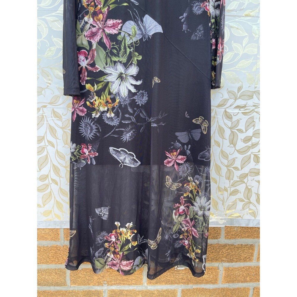 AllSaints Hanna Floral Mesh Maxi Dress UK 12 US 8 Whimsigoth Moody Romance - Picture 5 of 12